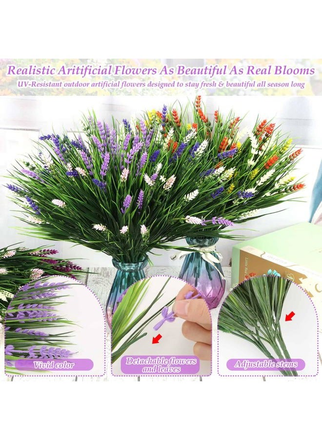 Dexpinzo 32 Bundles Realistic Artificial Flowers for Outdoors, UV Resistant Fake Lavender Flowers with Plastic Faux Shrubs Plants Bulk for Outside Garden Porch Planters Window Box Hanging Baskets Home Decor - Image 5