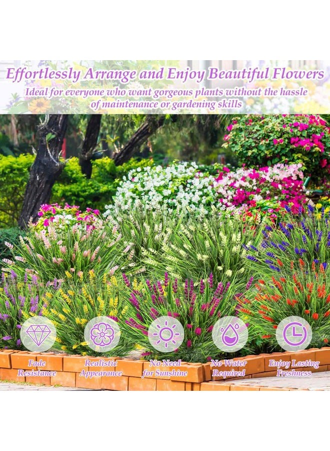 Dexpinzo 32 Bundles Realistic Artificial Flowers for Outdoors, UV Resistant Fake Lavender Flowers with Plastic Faux Shrubs Plants Bulk for Outside Garden Porch Planters Window Box Hanging Baskets Home Decor - Image 2