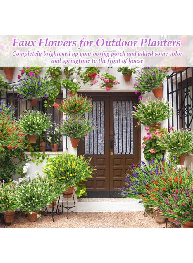 Dexpinzo 32 Bundles Realistic Artificial Flowers for Outdoors, UV Resistant Fake Lavender Flowers with Plastic Faux Shrubs Plants Bulk for Outside Garden Porch Planters Window Box Hanging Baskets Home Decor - Image 3