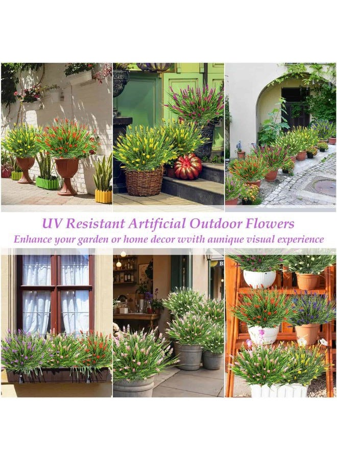Dexpinzo 32 Bundles Realistic Artificial Flowers for Outdoors, UV Resistant Fake Lavender Flowers with Plastic Faux Shrubs Plants Bulk for Outside Garden Porch Planters Window Box Hanging Baskets Home Decor - Image 4