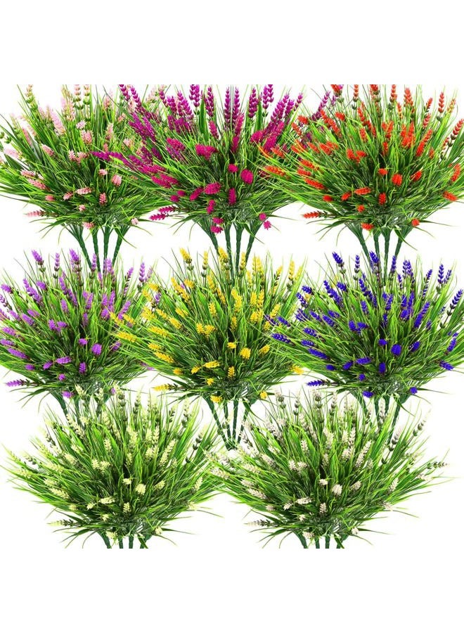 Dexpinzo 32 Bundles Realistic Artificial Flowers for Outdoors, UV Resistant Fake Lavender Flowers with Plastic Faux Shrubs Plants Bulk for Outside Garden Porch Planters Window Box Hanging Baskets Home Decor - Image 1