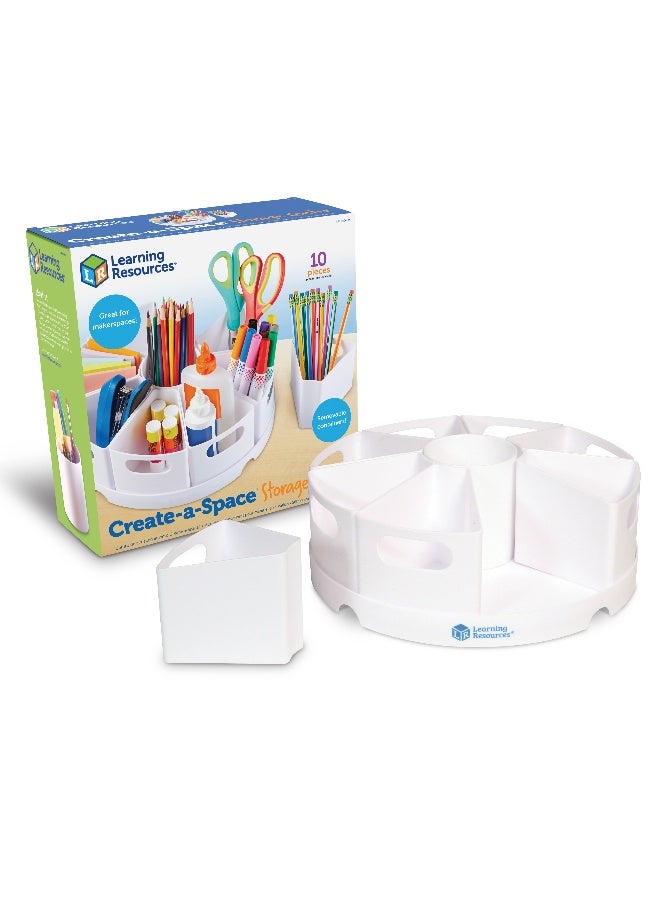 ليرننج ريسورسز مركز تخزين Create-a-Space من Learning Resources، أبيض، منظم مكتب دوار مع 8 حاويات قابلة للإزالة، حل تخزين للفصول الدراسية والمكتب المنزلي - Image 1