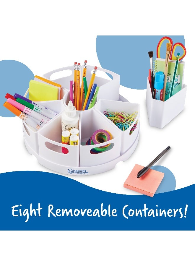 ليرننج ريسورسز مركز تخزين Create-a-Space من Learning Resources، أبيض، منظم مكتب دوار مع 8 حاويات قابلة للإزالة، حل تخزين للفصول الدراسية والمكتب المنزلي - Image 4