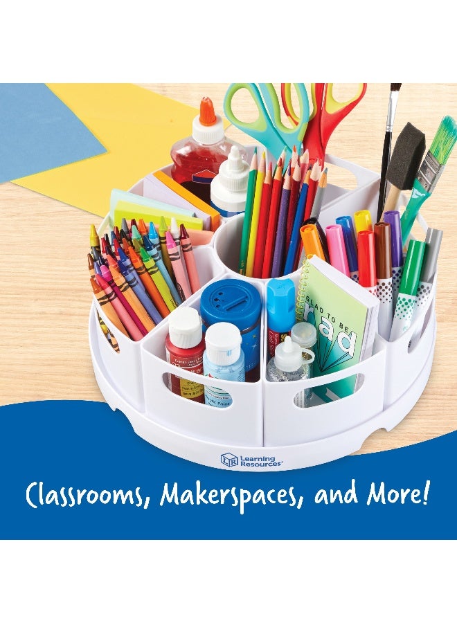 ليرننج ريسورسز مركز تخزين Create-a-Space من Learning Resources، أبيض، منظم مكتب دوار مع 8 حاويات قابلة للإزالة، حل تخزين للفصول الدراسية والمكتب المنزلي - Image 3