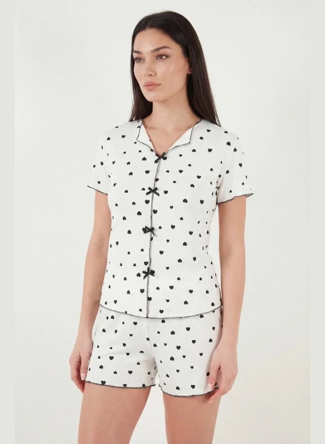 Lela  Lela Regular Fit Patterned V-Neck Shorts Pajama Set Women's PAJAMA SET 65770837 for Women | Best Price UAE