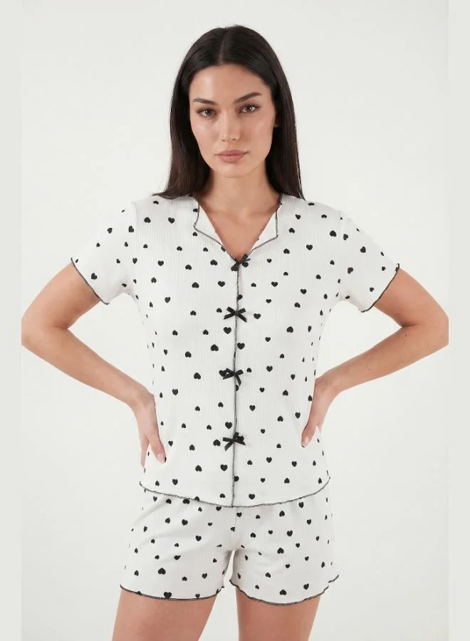 Lela  Lela Regular Fit Patterned V-Neck Shorts Pajama Set Women's PAJAMA SET 65770837 for Women | Best Price UAE