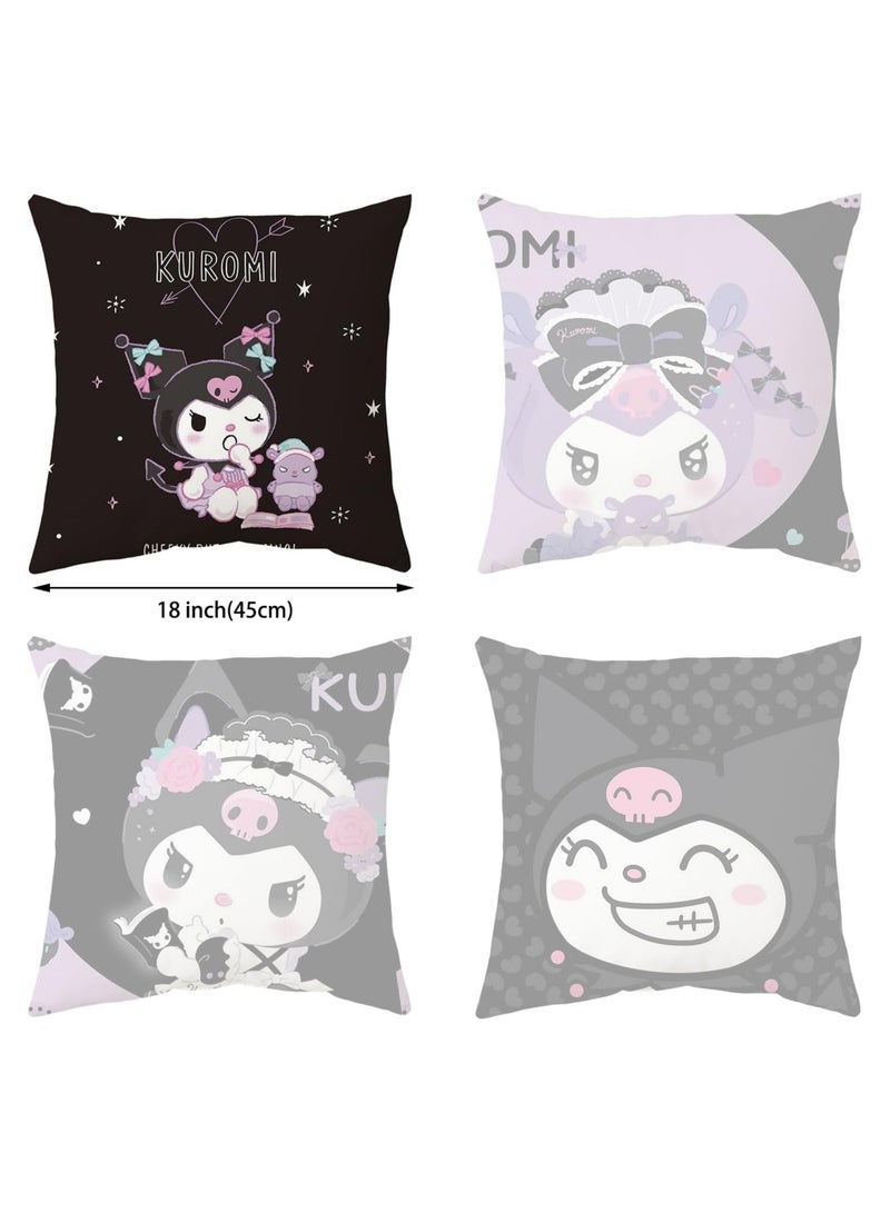 general Kawaii Pillowcases 4 Pieces, Cute Cartoon Anime Decorative Pillowcases, 18x18 inch Pillowcases - Image 2