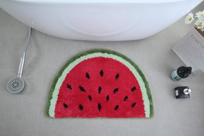 BABY PLAYTIME COZY WATERMELON CUTE FRUITS HALF ROUND SHAPED BEDROOM BATHROOM DOORWAY KITCHEN FLOOR RUG CARPET WATER ABSORPTION NONSLIP MAT FOR KIDS ROOM 40X60CM