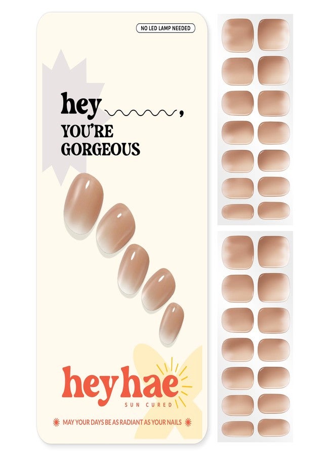 Heyhae Semi Cured Gel Nail Strips | Sun-Cured No LED Lamp Needed Easy Apply & Remove | Includes 28 strips, 1 Prep Pad, 1 Nail File & 1 Wooden Stick - Hey, You're Gorgeous - Image 1