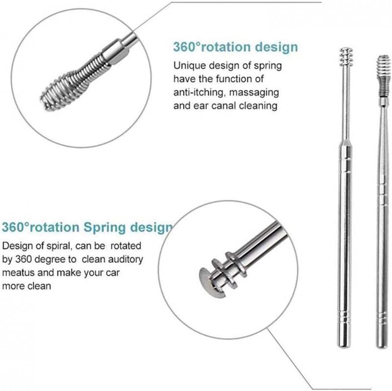 klarako Innovative Spring Ear Wax Cleaner Tool SetEar Pick Removal Kit, Spiral Design Stainless Steel Ear Picks,Unisex Stainless Steel Ear Curette Cleaner (Yellow) - Image 5