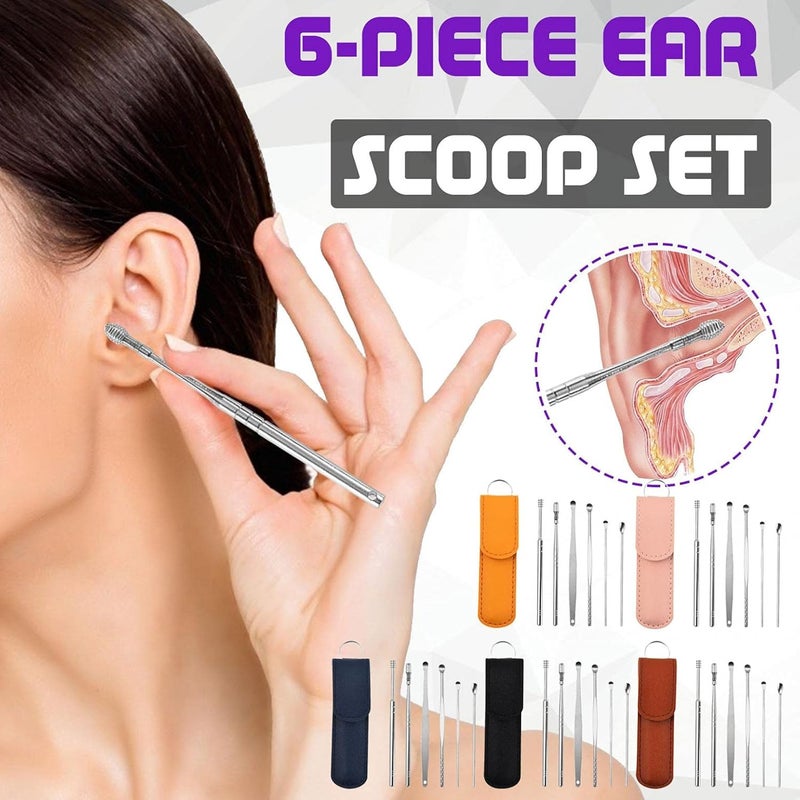 klarako Innovative Spring Ear Wax Cleaner Tool SetEar Pick Removal Kit, Spiral Design Stainless Steel Ear Picks,Unisex Stainless Steel Ear Curette Cleaner (Yellow) - Image 2