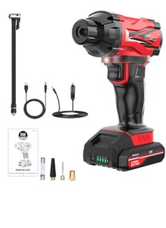 Wired and wireless 2 in 1  Car Tyre Inflator Tire Air Pump, Air Compressor To Easily Inflate Tires, LED Display, With Flashlight for Car, Motorcycle, Bike, Ball