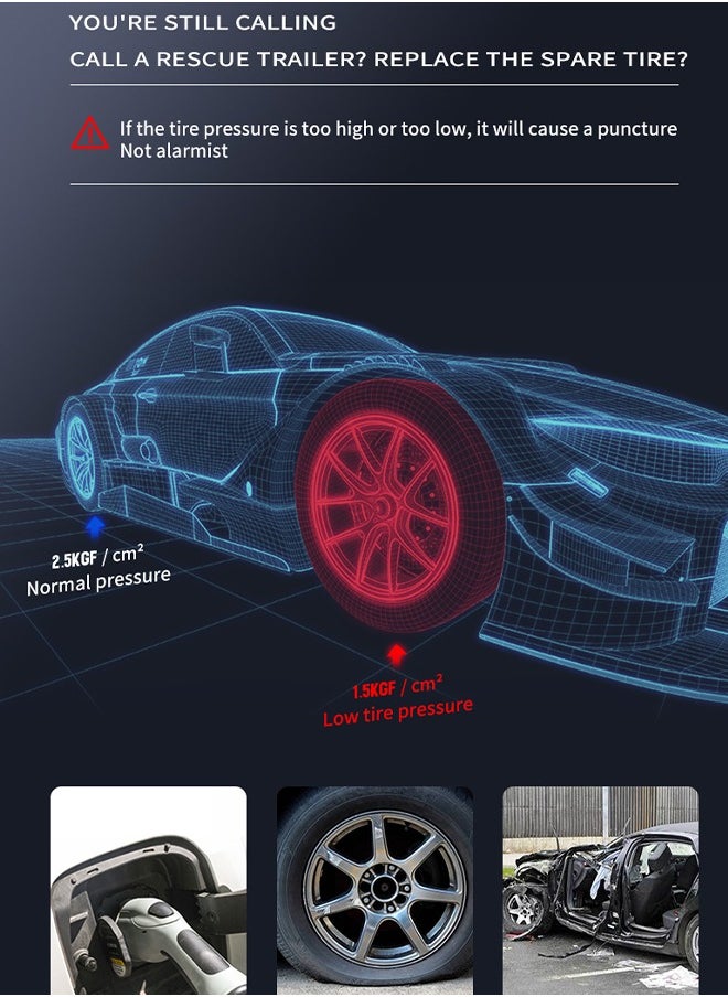Carsun - Wired and wireless 2 in 1  Car Tyre Inflator Tire Air Pump, Air Compressor To Easily Inflate Tires, LED Display, With Flashlight for Car, Motorcycle, Bike, Ball - Image 1