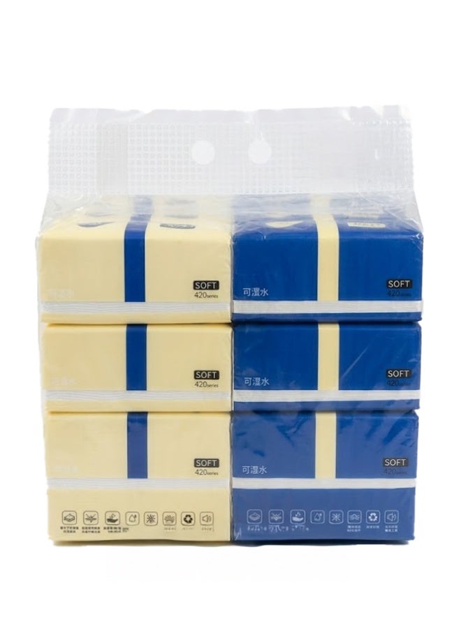 Crazy Boss 6 Pack Soft Tissue Paper Napkins 420 Sheets 1 Ply Facial Tissue Multipurpose Use - Image 1