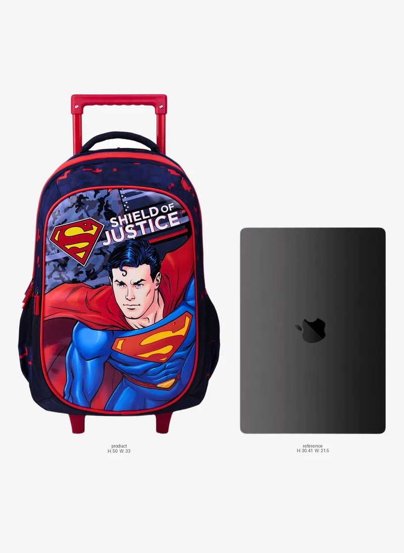 Warner Bros. DC Superman Superpower 18-Inch Rolling School Backpack for Boys, School Bag