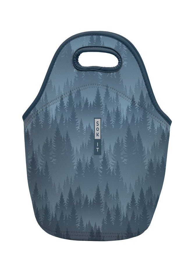 Sok It Lunch Tote Zippered Bag Insulated Neoprene Caddy (Foggy Woods, Large 4.5 Quart Lunch Tote) - Image 1