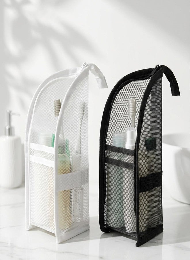 Cyhdddr 2Pcs Standing Toiletry Bag, Upright Travel Toiletry Bag Waterproof Portable Makeup Cosmetic Bag, Translucent Mesh Travel Bag for Toiletries, Standing Makeup Bag - Image 3