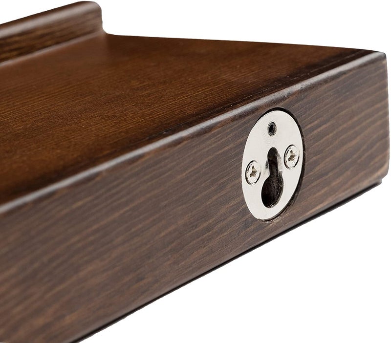 Rustic State Smith Wall Mounted Wood Floating Wine Bottle Rack with Glassware Holder Stemware Shelf Storage Organizer - Home, Kitchen, Dining Room Bar DÃ©cor - Walnut - Image 5