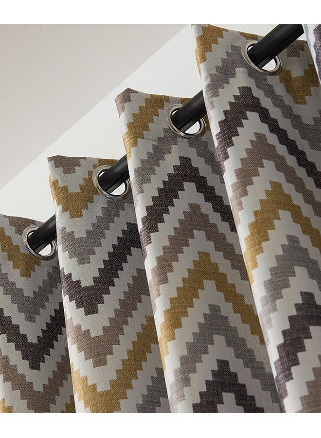 2 قطعة المموج عملية الطباعة الطباعة ثقب العزل الحراري الدائري الظل الستار الأصفر / الرمادي / البيج ، مناسبة لغرفة نوم وغرفة معيشة 140 × 240cm - Image 5