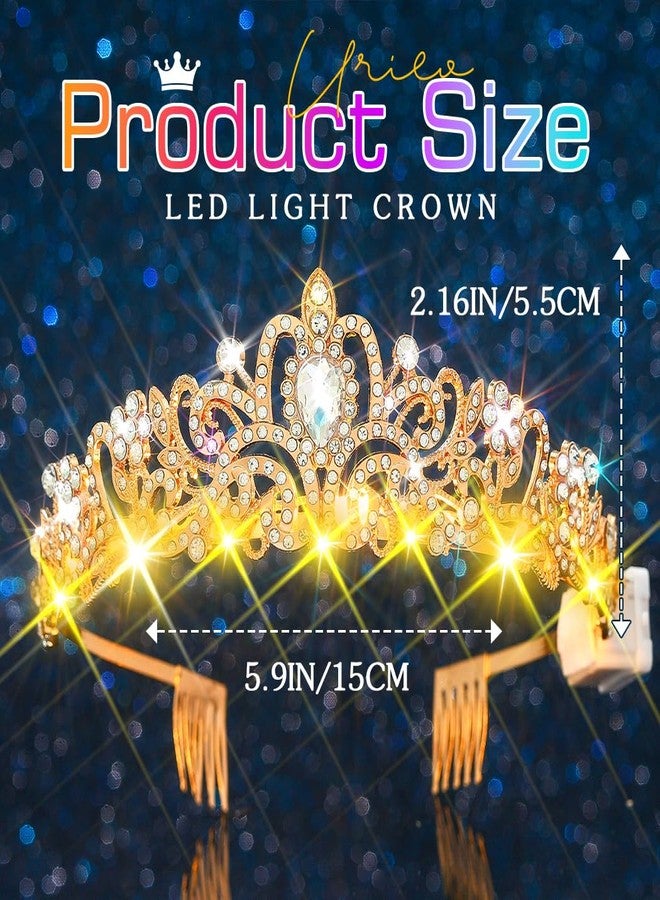 اوريو تيجان كريستالية مضيئة من يوريو، مرصعة بأحجار الراين LED، طوق رأس متوهج، إكسسوارات شعر أميرة للنساء - Image 3