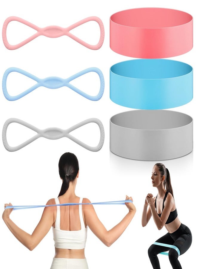Sotiff Figure 6 Pcs Figure 8 Resistance Bands (15, 25, 40 Lbs) and Elastic Band Loop (15, 25, 35 Lbs) Set, Exercise Bands for Arms, Shoulders, Legs and Hips Stretch Equipment for Women Yoga - Image 1