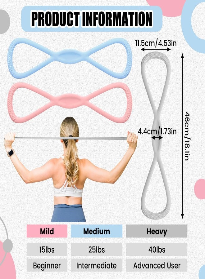 Sotiff Figure 6 Pcs Figure 8 Resistance Bands (15, 25, 40 Lbs) and Elastic Band Loop (15, 25, 35 Lbs) Set, Exercise Bands for Arms, Shoulders, Legs and Hips Stretch Equipment for Women Yoga - Image 2