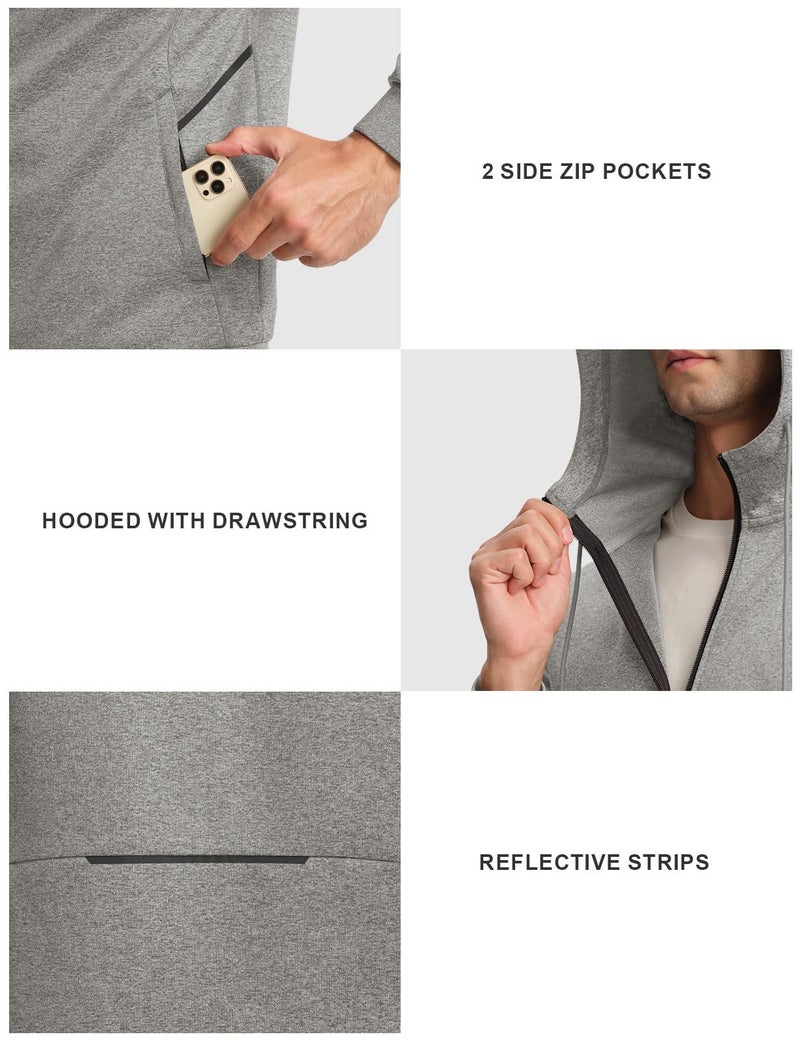 Gopune Men's Tracksuit 2 Pieces Set Hoodie Sweatsuits Full Zip Athletic Jogging Suits Long Sleeve Casual Sports Outfits,Light Grey,M - Image 4