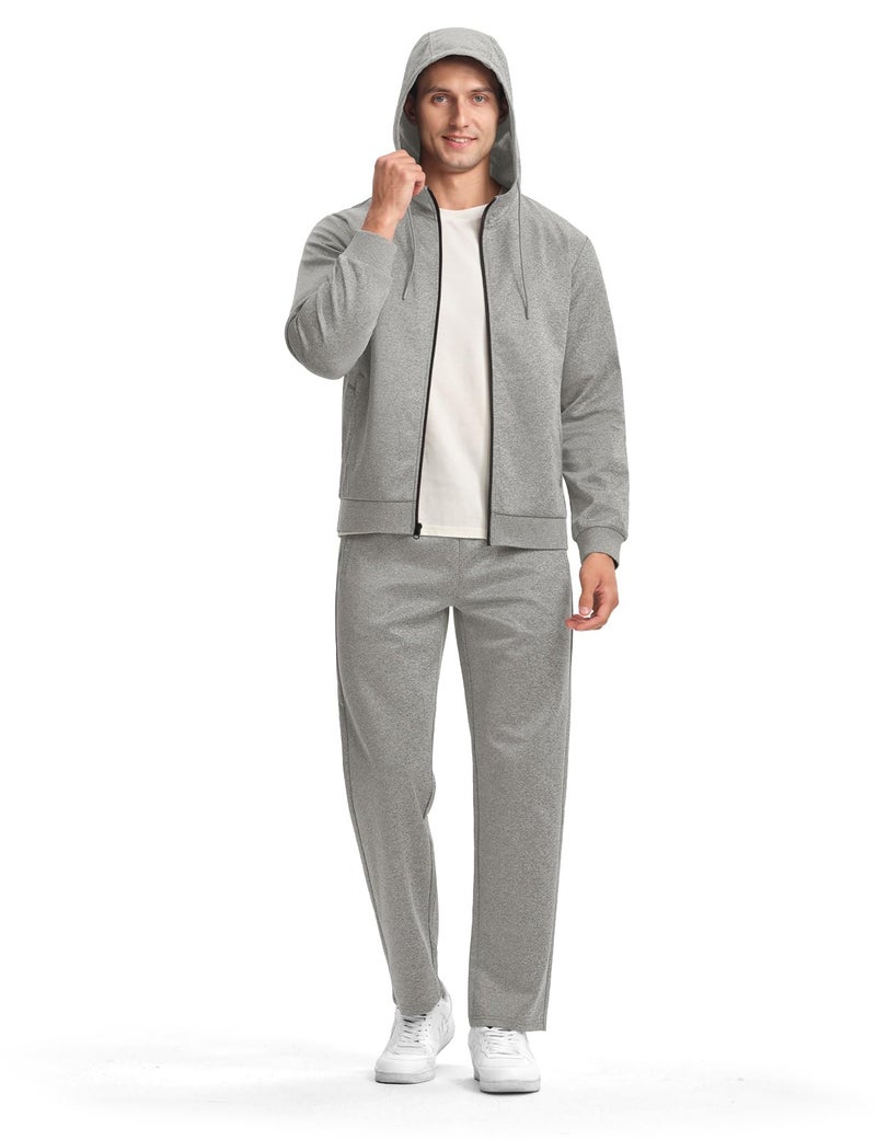 Gopune Men's Tracksuit 2 Pieces Set Hoodie Sweatsuits Full Zip Athletic Jogging Suits Long Sleeve Casual Sports Outfits,Light Grey,M - Image 3