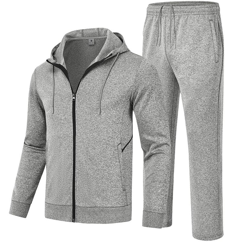 Gopune Men's Tracksuit 2 Pieces Set Hoodie Sweatsuits Full Zip Athletic Jogging Suits Long Sleeve Casual Sports Outfits,Light Grey,M - Image 1