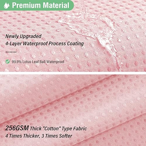 Dynamene Pink Fabric Shower Curtain - Waffle Weave Textured Heavy Duty Cloth Shower Curtains for Bathroom, 256GSM Hotel Luxury Weighted Bath Curtain Set with 12 Hooks,72x72, Pink - Image 3