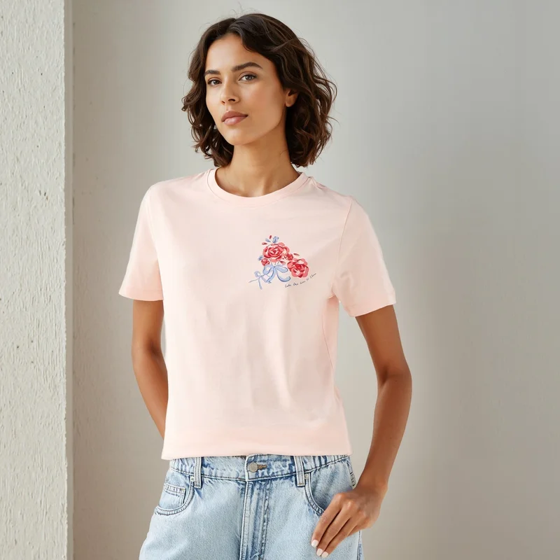 Splash FAV Floral Sketch Art Print T-shirt