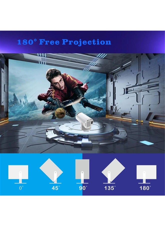 Denzoz Mini Portable Projector 5G Wifi 6 BT 5.0 Android 11, Projector 4K 1080P Full HD Support 8000 Lumens, Horizontal Keystone Correction Auto Led Projector, 180°Rotating Projector for Telephone  - Image 5