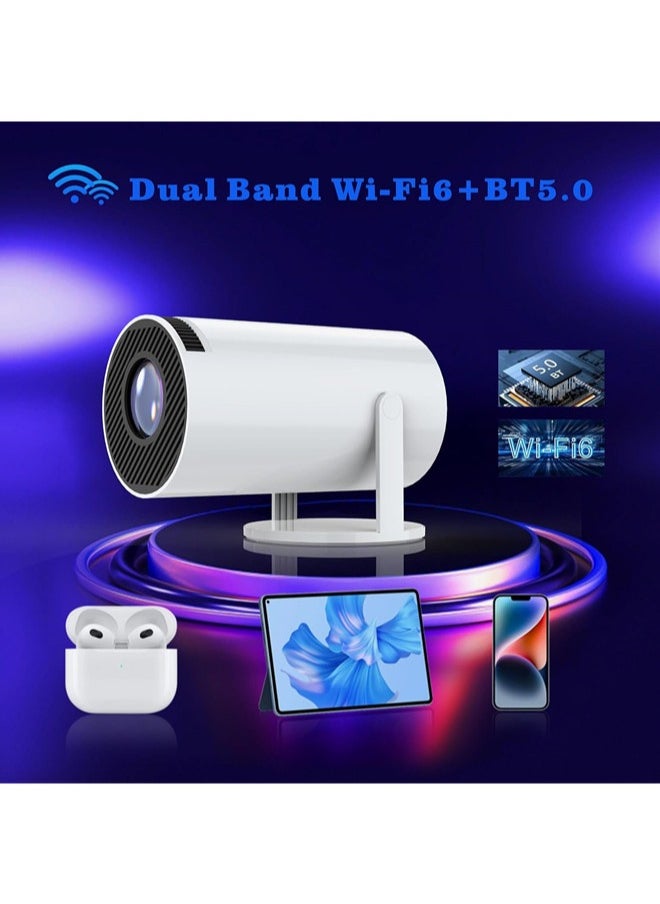 Mini Portable Projector 5G Wifi 6 BT 5.0 Android 11, Projector 4K 1080P Full HD Support 8000 Lumens, Horizontal Keystone Correction Auto Led Projector, 180°Rotating Projector for Telephone