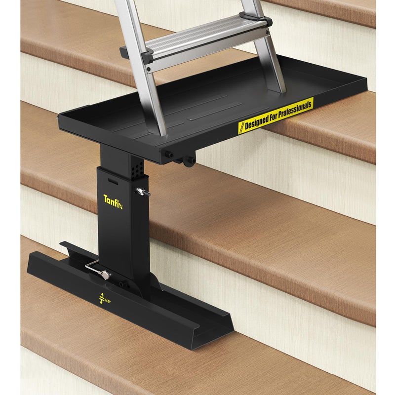 Tanfix Foldable | Heavy-Duty Ladder Extender Pro, High Strength Steel Material Design Ladder Extension Pro for Stairs w/Non-Slip Mat, 9.5-15" Adjustable Height, Applicable Feet Spacing 25" - Image 1