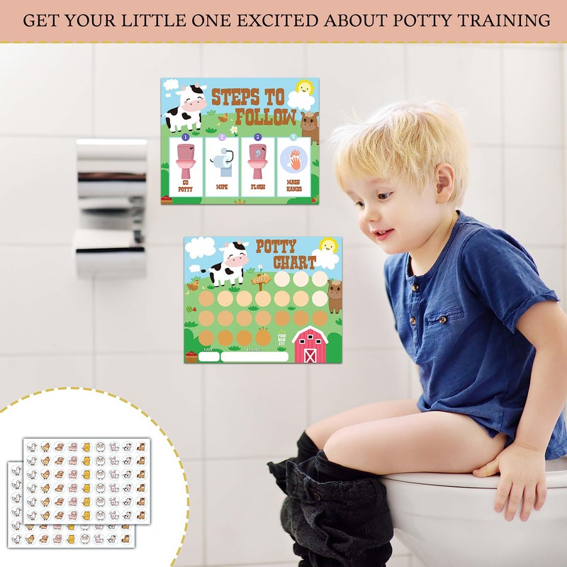 TIRYWT Farm Animals Potty Training Sticker Chart, 10 Potty Charts with 216 Round Stickers & 1 Instruction Sheet, Potty Reward Sticker Chart for Toddlers Boys Girls - A14 - Image 3