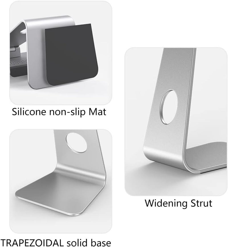 Laptop Stand Adjustable Ergonomic Tablet Holder Aluminium Pad Notebook Stand Folding Computer Cooling Bracket Laptop Adjustable Height Portable with Storage Gray Silver for Desk Aluminum Alloy - Image 4