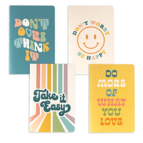 THiNKABLE Cute Notebook Set, 4 Pack Pastel Journals, 5.5 x 8.3 in, 60 Pages, Cute Pretty Inspirational Notebooks, Soft Cover Journals for Students, Back to School Notebooks for Kids Teens - Image 1