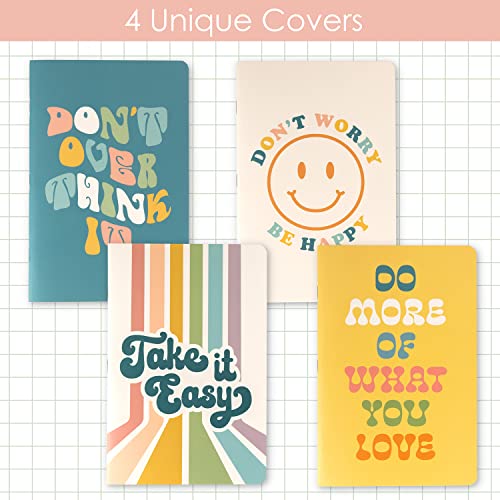 THiNKABLE Cute Notebook Set, 4 Pack Pastel Journals, 5.5 x 8.3 in, 60 Pages, Cute Pretty Inspirational Notebooks, Soft Cover Journals for Students, Back to School Notebooks for Kids Teens - Image 4
