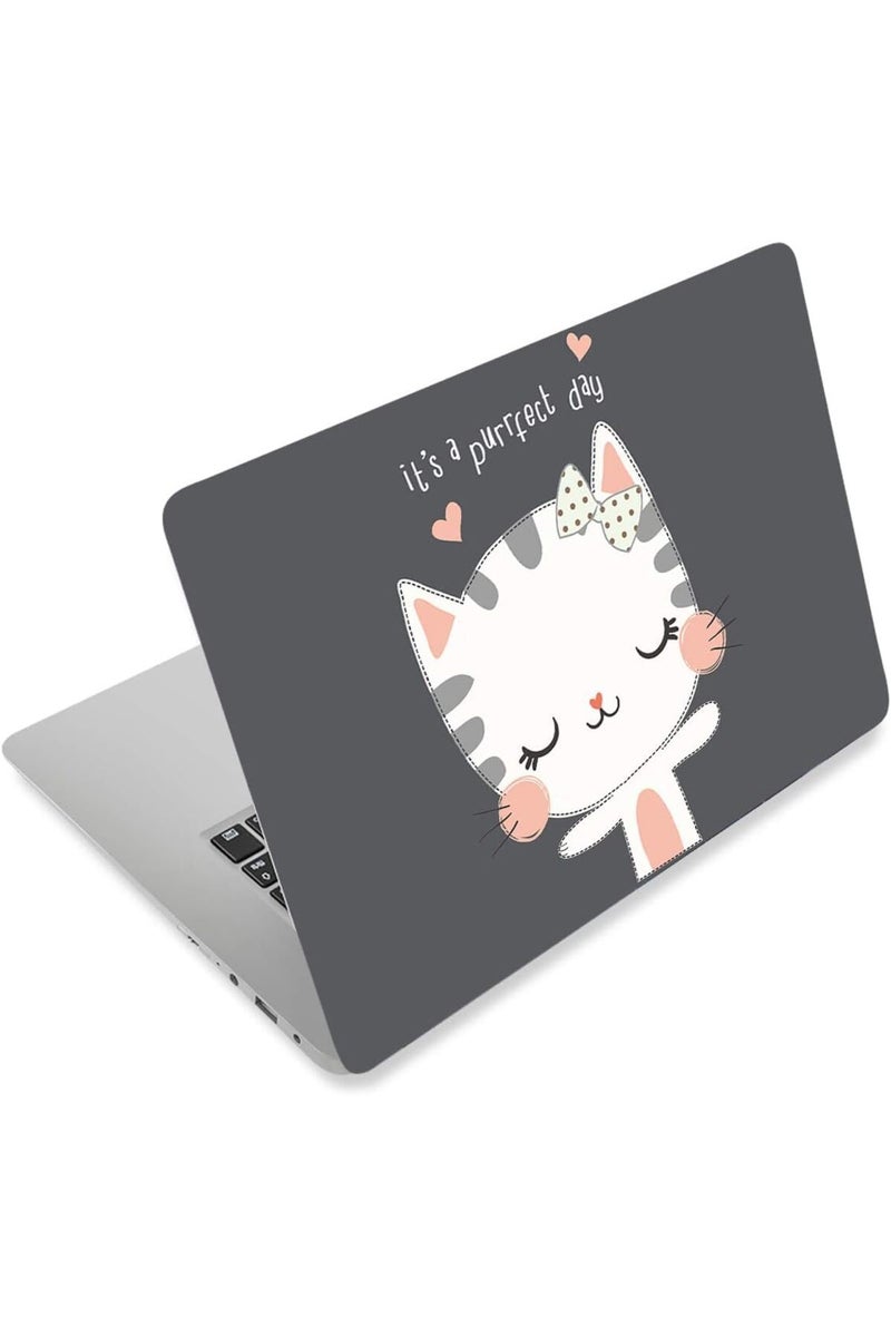BPA® Laptop Skin Sticker Decal,12" 13" 13.3" 14" 15" 15.4" 15.6 inch Laptop Vinyl Skin Sticker Cover Art Protector Notebook PC (Free 2 Wrist Pad Included), Decorative Waterproof Removable, Cute Cat - Image 1