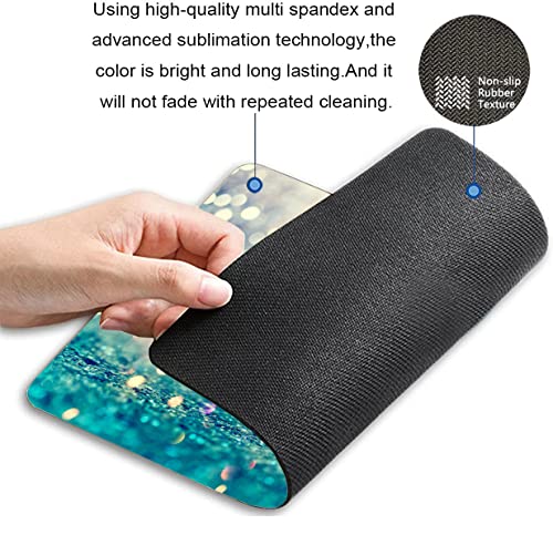 Solekla Blue Shiny Dots Mouse Pad for Computer & Laptop, Teal Golden Polka Dots Sparkle Non-Slip Rubber Base Mousepad, Mouse Pads for Home, Office & Gaming 7.9 x 9.5 in - Image 2