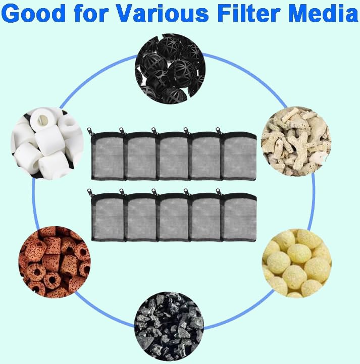 AQUANEAT 10pcs Aquarium Filter Media Bags, Fish Tank Coarse Mesh Bags with Plastic Zipper for Activated Carbon (3" x 4") - Image 4