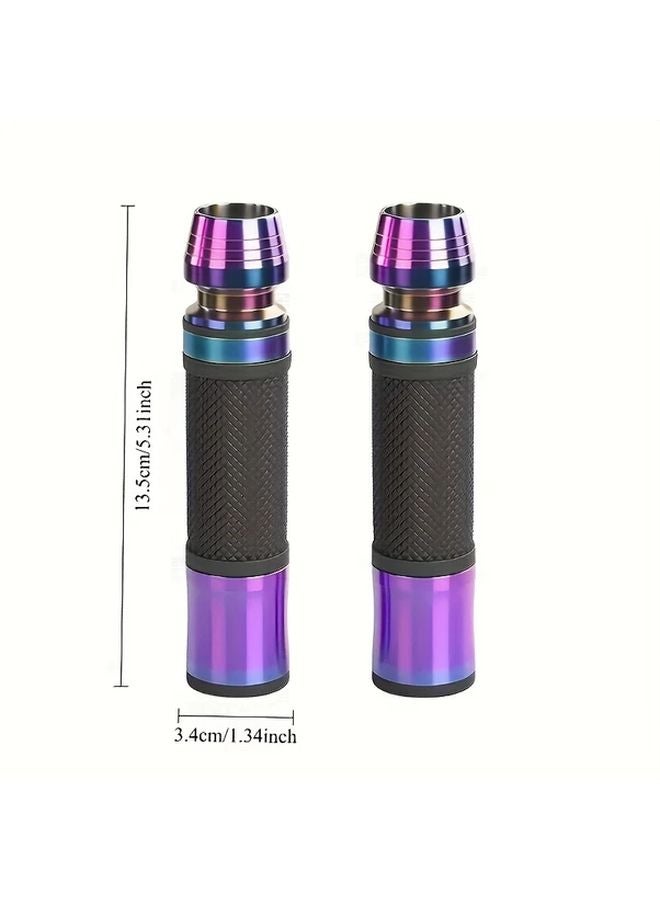 Blue 7 8 Inch 22mm CNC Aluminum Motorcycle Grip Rubber Handlebar Accessories - Image 2