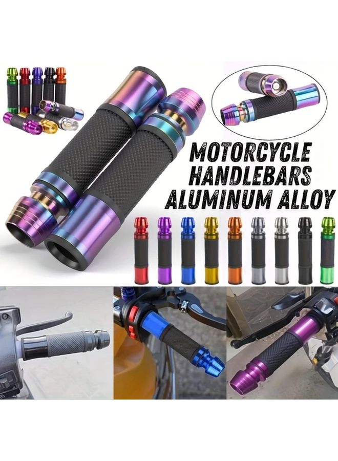 Blue 7 8 Inch 22mm CNC Aluminum Motorcycle Grip Rubber Handlebar Accessories - Image 1