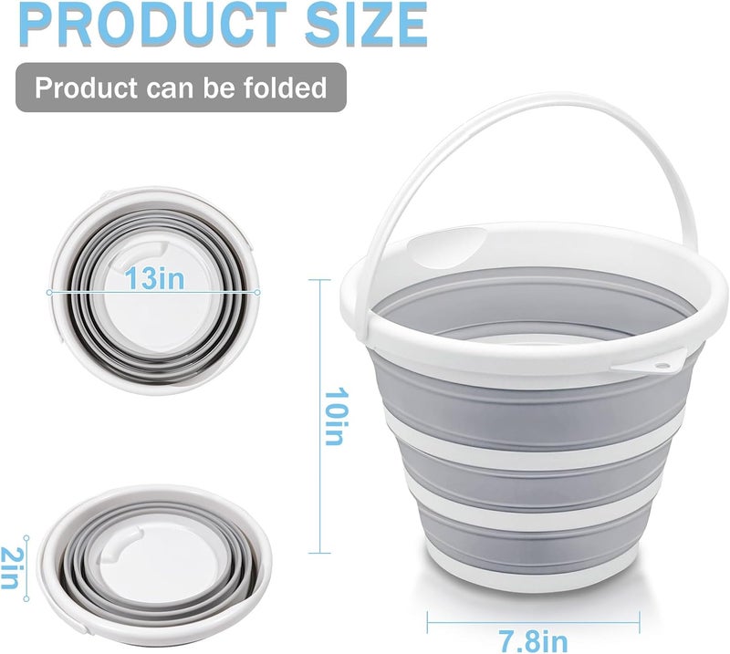 SOKINCLR 2-Pack Collapsible Buckets - 2.6 Gallon (10L) Large Capacity, Essential for Garden Cleaning, Car Washing, Camping, Fishing, Multi-Purpose Durable Portable Buckets, Easy Storage, Use Anywhere - Image 2