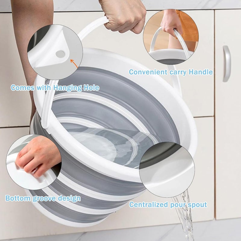 SOKINCLR 2-Pack Collapsible Buckets - 2.6 Gallon (10L) Large Capacity, Essential for Garden Cleaning, Car Washing, Camping, Fishing, Multi-Purpose Durable Portable Buckets, Easy Storage, Use Anywhere - Image 5