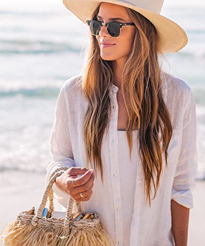 Zoye Chen Women’s Bikini Swimsuit Cover Up Button Down V Neck Shirts Long Sleeve Blouse Beachwear Bathing Suit (White, Large) - Image 4