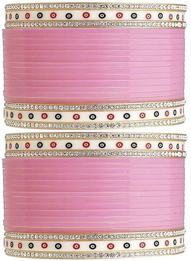BANGLESKART طقم تشودا بنجابي أنيق من بانجلس كارت، باللون الوردي/الذهبي، مثالي لحفلات الزفاف للفتيات والسيدات. تصميم تشودا صغير وعصري يمنحكِ إطلالة ملكية. (2.8) (الطول 2.6) - Image 2