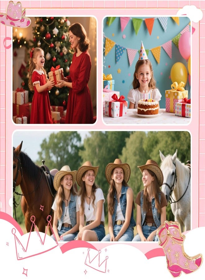 cnomg Western Cowgirl Bracelets Cowgirl Beaded Stretch Bracelets for Women Summer Beach Jewelry Accessories Christmas Birthday Gifts (Pink) - Image 5