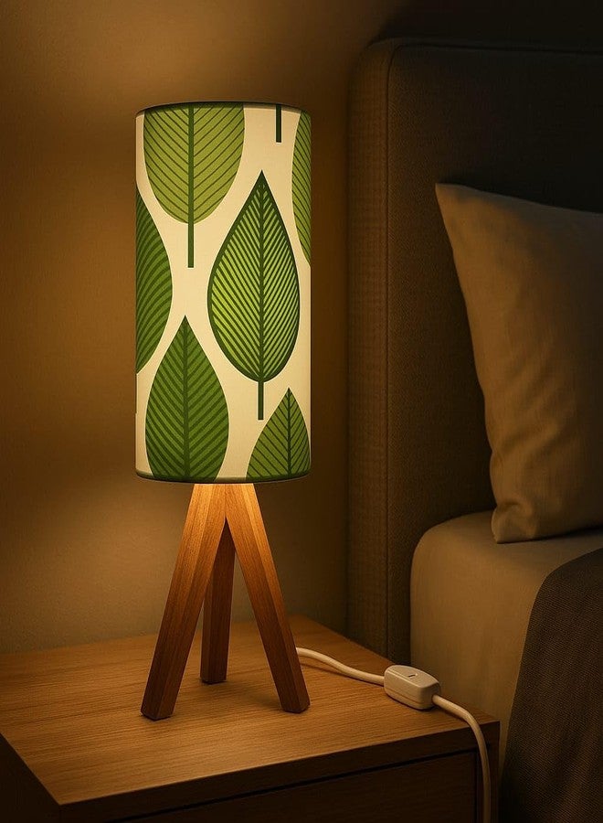Nutcase Mini Teak Wood Table Lamp for Bedroom with Small Tripod (14.5x6 inches, Multicolor) - Bulb Included - Image 1