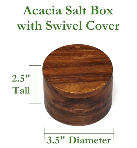 Lipper International Acacia Wood Salt or Spice Box with Swivel Cover, 3-1/2" x 2-1/2" - Image 3